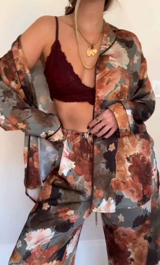 Blumen Elegantes Pyjama-Set